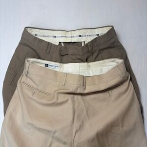 Lot of 2 VTG Bachrach Dress‎ Pants Mens 34x31 Made in Italy Wool Pleated Slacks